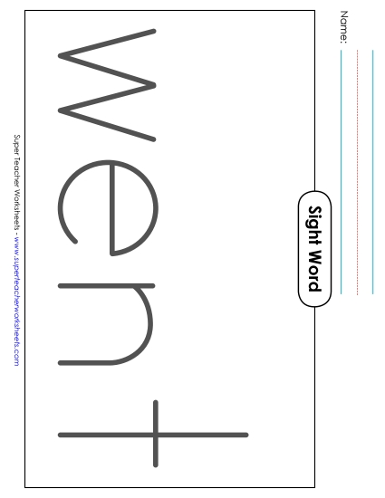 Big Trace: Went (Printable PDF Worksheet)