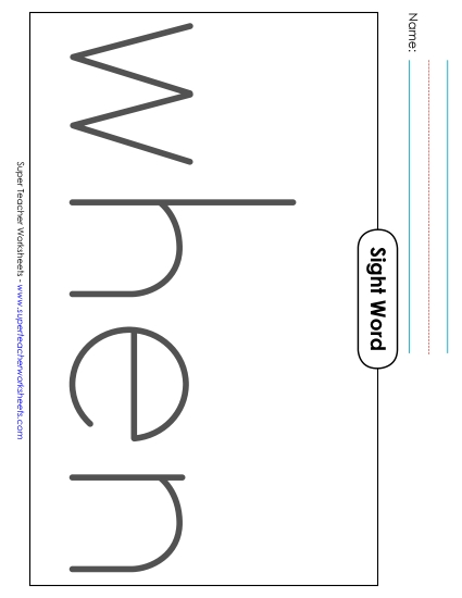 Big Trace: When (Printable PDF Worksheet)