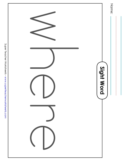 Big Trace: Where (Printable PDF Worksheet)