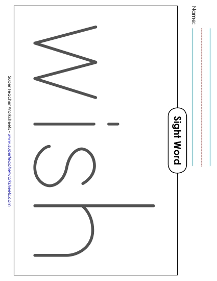 Big Trace: Wish (Printable PDF Worksheet)