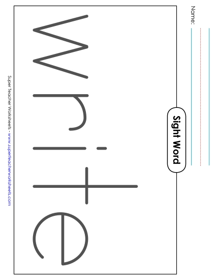 Big Trace: Write (Printable PDF Worksheet)