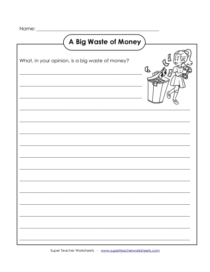 Big Waste of Money (Printable PDF Worksheet)