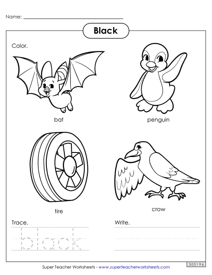 Individual Colors - Black Things (Printable PDF Worksheet)