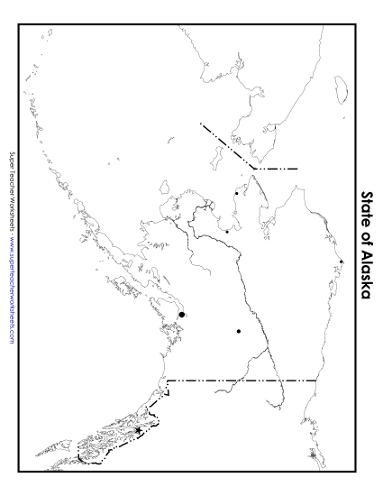 Maps - Blank Alaska Map with City Dots (Printable PDF Worksheet)