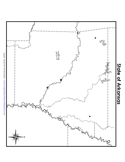 Maps - Blank Arkansas Map with City Dots (Printable PDF Worksheet)