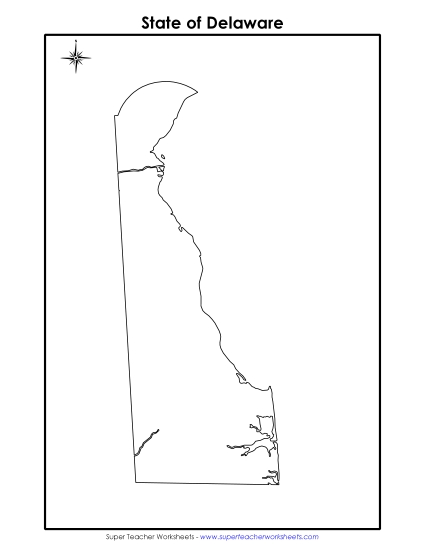 Maps - Blank Delaware Map (No Bordering States) (Printable PDF Worksheet)