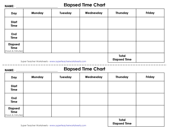 Any Level - Blank Elapsed Time Chart (Printable PDF Worksheet)