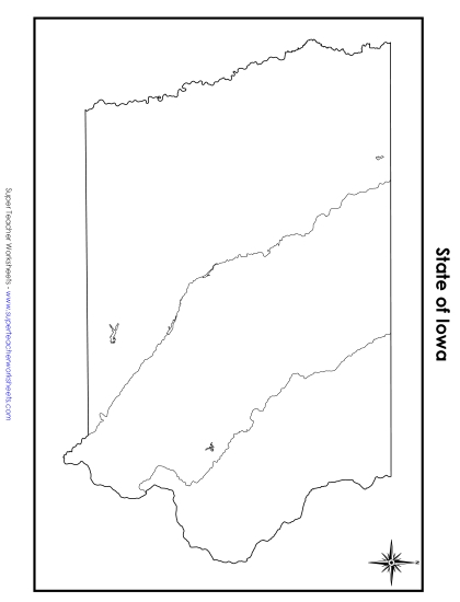 Maps - Blank Iowa Map (No Bordering States) (Printable PDF Worksheet)