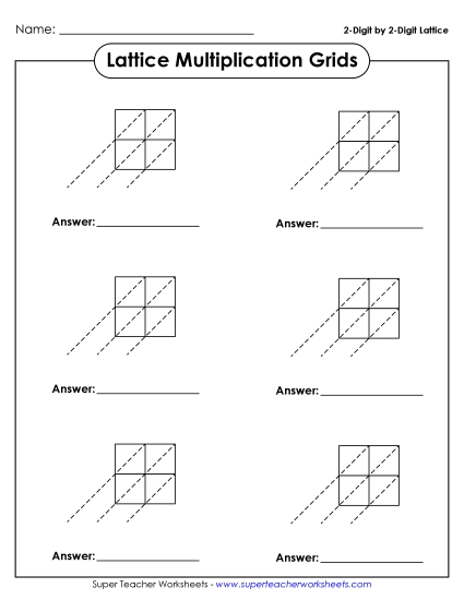 Lattice Multiplication - Blank Lattice Grids (Printable PDF Worksheet)