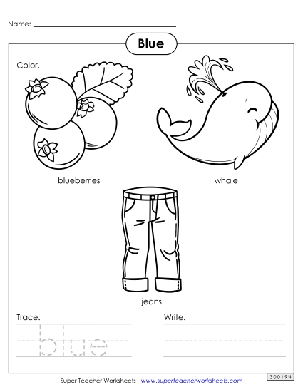 Individual Colors - Blue Things (Printable PDF Worksheet)