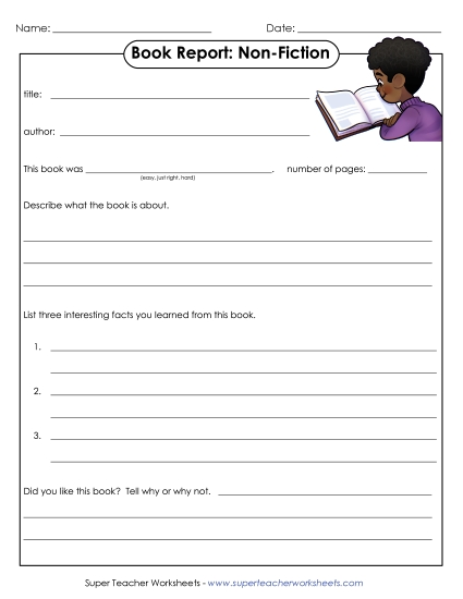 Book Report Forms - Book Report Form: Non-fiction (Printable PDF Worksheet)