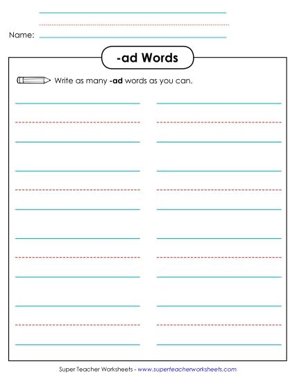 Worksheets - Brainstorm and Write (-ad) (Printable PDF Worksheet)