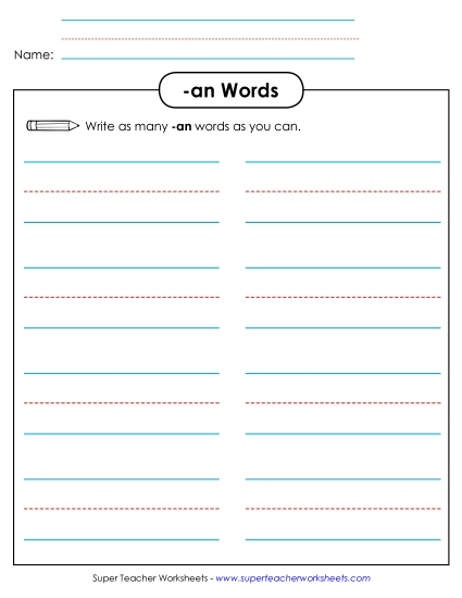 Worksheets - Brainstorm and Write (-an) (Printable PDF Worksheet)