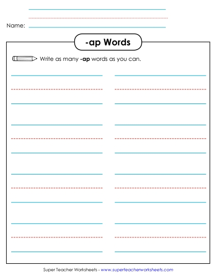 Worksheets - Brainstorm and Write (-ap) (Printable PDF Worksheet)