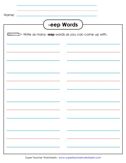 Worksheets - Brainstorm and Write (-eep) (Printable PDF Worksheet)