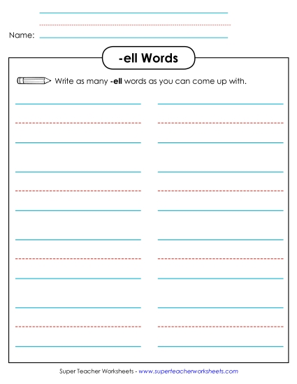 Worksheets - Brainstorm and Write (-ell) (Printable PDF Worksheet)