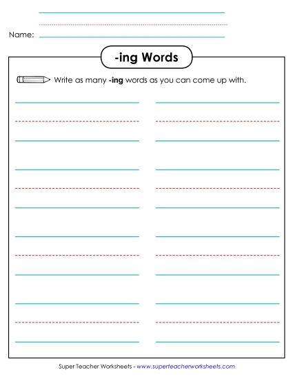 Worksheets - Brainstorm and Write (-ing) (Printable PDF Worksheet)