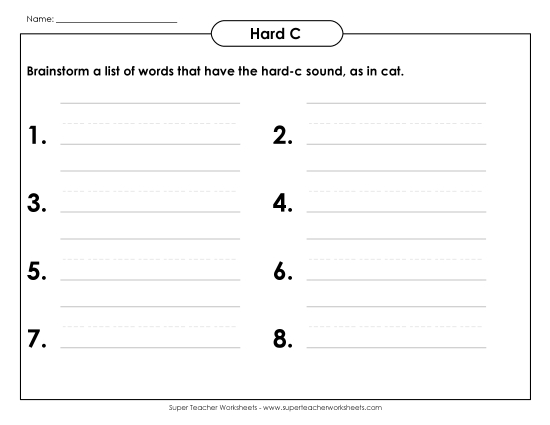 Worksheets - Brainstorm Hard-C Words (Printable PDF Worksheet)