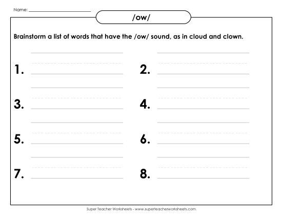 Brainstorm /ow/ Words (Basic) (Printable PDF Worksheet)