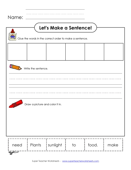 Early Literacy - Build-a-Sentence: Sunlight (Printable PDF Worksheet)