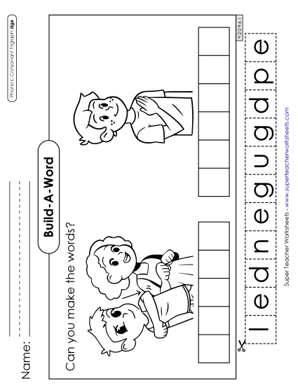 Cut-and-Glue Activities - Build-A-Word: Nudge and Pledge (Printable PDF Worksheet)