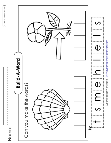 Cut & Glue Activities - Build-a-Word: Stem & Shell (Printable PDF Worksheet)