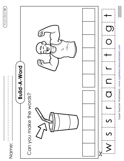 Cut-and-Glue Activities - Build-A-Word: Straw and Strong (Printable PDF Worksheet)