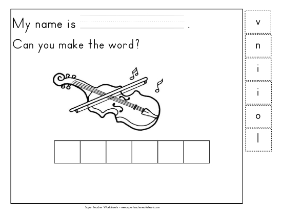 Build-a-Word - Build-a-Word: Violin (Printable PDF Worksheet)