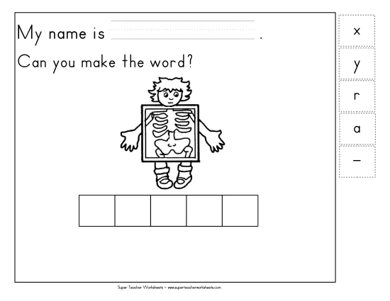 Build-a-Word - Build-a-Word: X-Ray (Printable PDF Worksheet)