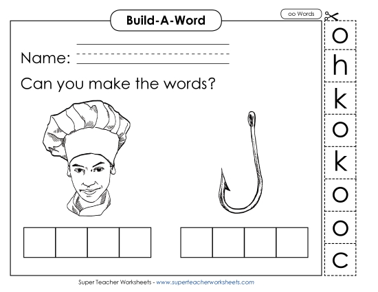 Build Words - Build Words: Cook and Hook (Printable PDF Worksheet)