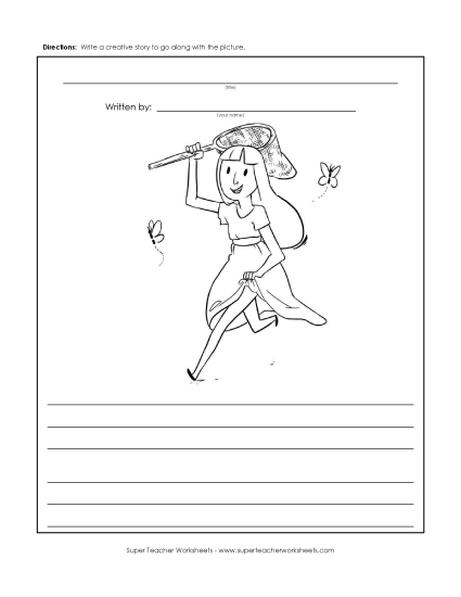 Story Pictures - Butterfly Girl (Printable PDF Worksheet)