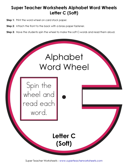 Word Wheel - C-  Word Wheel (Soft C) (Printable PDF Worksheet)