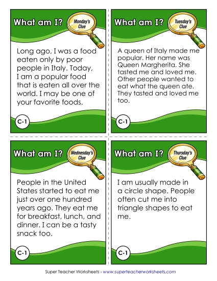 3rd Grade - C1 - Pizza (Printable PDF Worksheet)