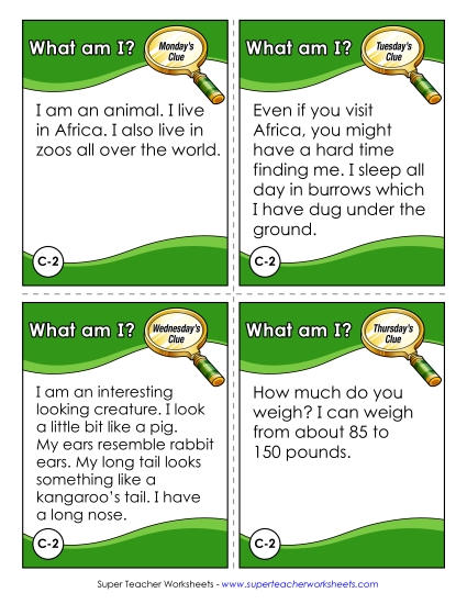 3rd Grade - C2 - Aardvark (Printable PDF Worksheet)