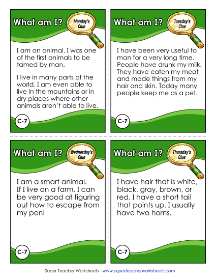 3rd Grade - C7 - Goat (Printable PDF Worksheet)