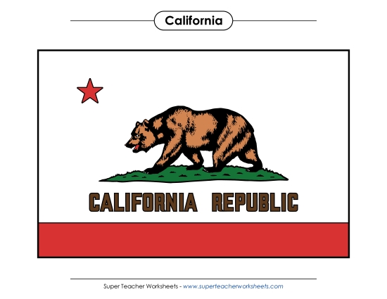 Flags & Seals - California State Flag (Full-Color Version) (Printable PDF Worksheet)