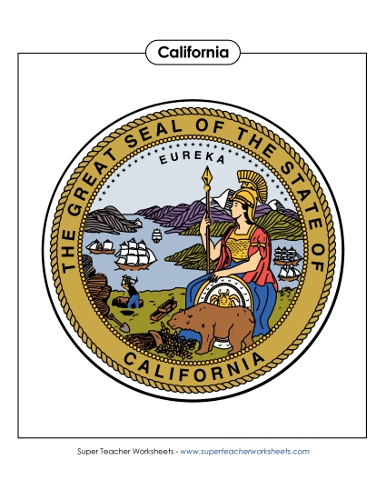 Flags & Seals - California State Seal (Full-Color Version) (Printable PDF Worksheet)