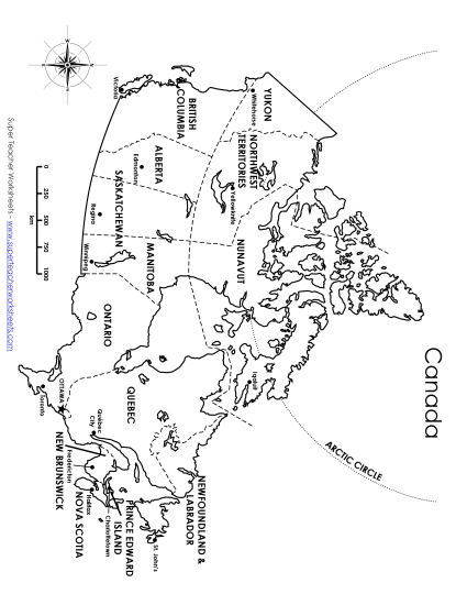 Maps of Canada - Canada - Provinces & Capitals (Printable PDF Worksheet)