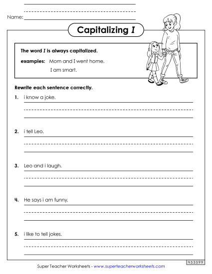 Primary Level - Capitalizing <i>I</i> (Printable PDF Worksheet)