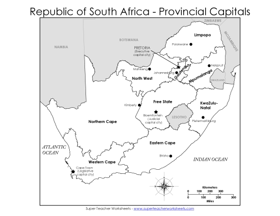 Maps - Capitals - Capitals Map #1 (Printable PDF Worksheet)