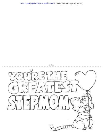 Gifts for Stepmothers - Card: Animal Balloon (Printable PDF Worksheet)