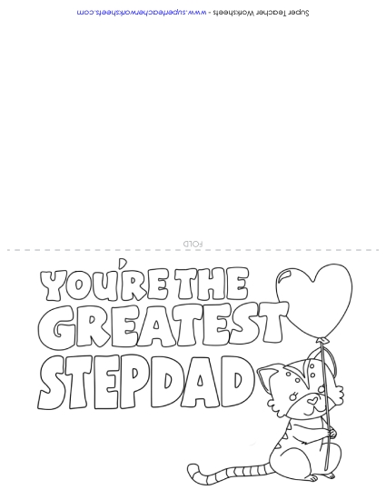 Make Gifts for Step Dads - Card: Greatest Stepdad (Printable PDF Worksheet)