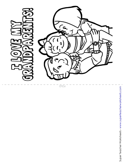 For Both Grandparents - Card: Love My Grandparents (From Girl) (Printable PDF Worksheet)