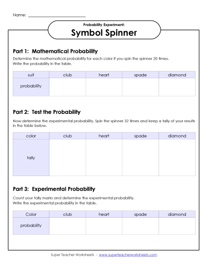 Card Spinner Experiment (Basic) (Printable PDF Worksheet)