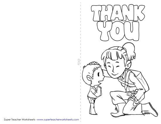 Cards for Veterans and Active Soldiers - Card: Thank You (Female Soldier) (Printable PDF Worksheet)