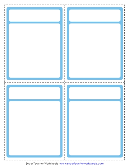 Flashcards, Task Cards, Game Cards - Cards (4 Per Page) (Printable PDF Worksheet)
