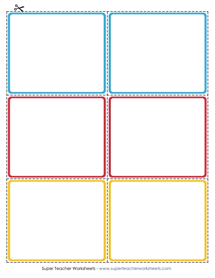 Flashcards, Task Cards, Game Cards - Cards (6 Per Page; Color) (Printable PDF Worksheet)