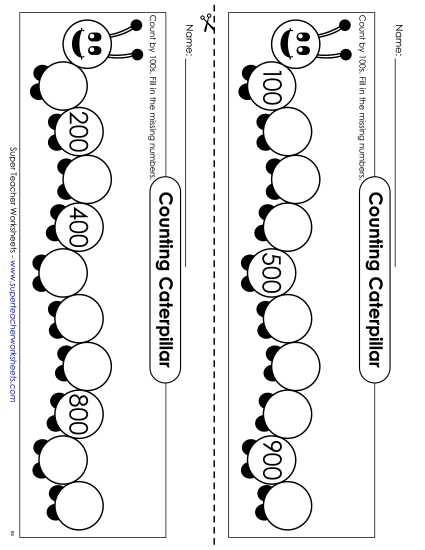 Caterpillar - Count By 100s (Printable PDF Worksheet)