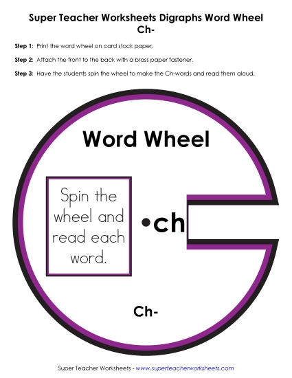 Consonant Digraphs - Ch -&nbsp; Word Wheel (Printable PDF Worksheet)
