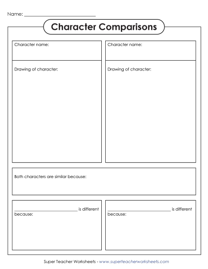 Reading - Character Comparisons 1 (Printable PDF Worksheet)